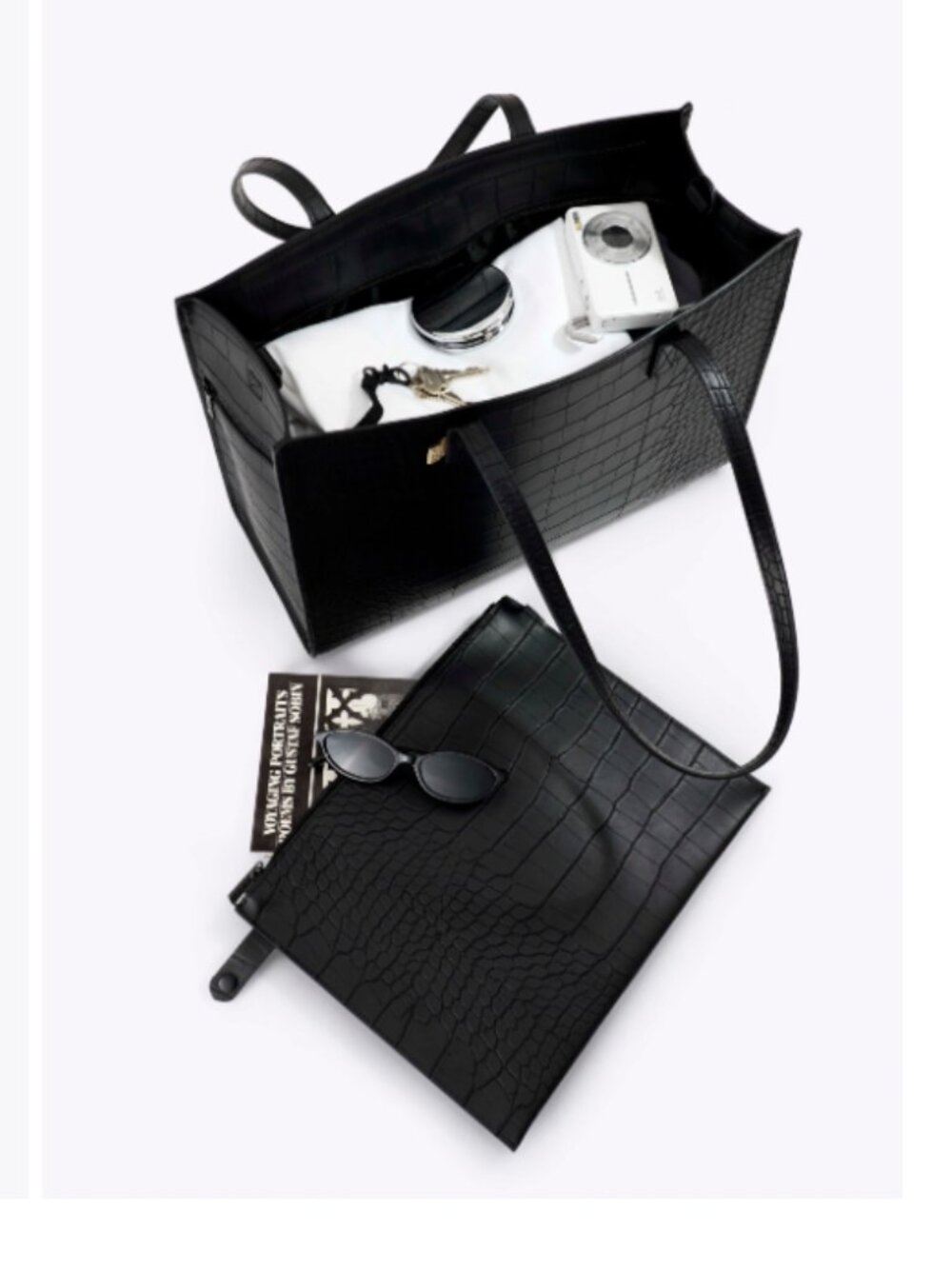 BÉIS The Work Tote in Black Croc Laptop Bag EUC Travel Bag Like New - Picture 13 of 14